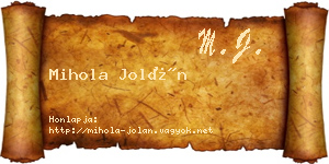 Mihola Jolán névjegykártya