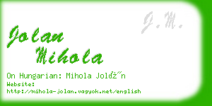 jolan mihola business card